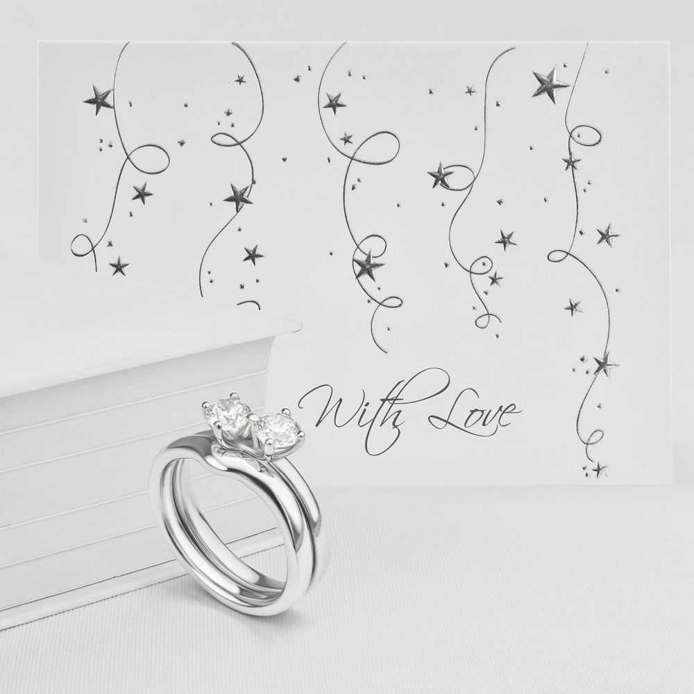 Twirl engagement ring with shaped wedding ring Twirl engagement ring with shaped wedding ring