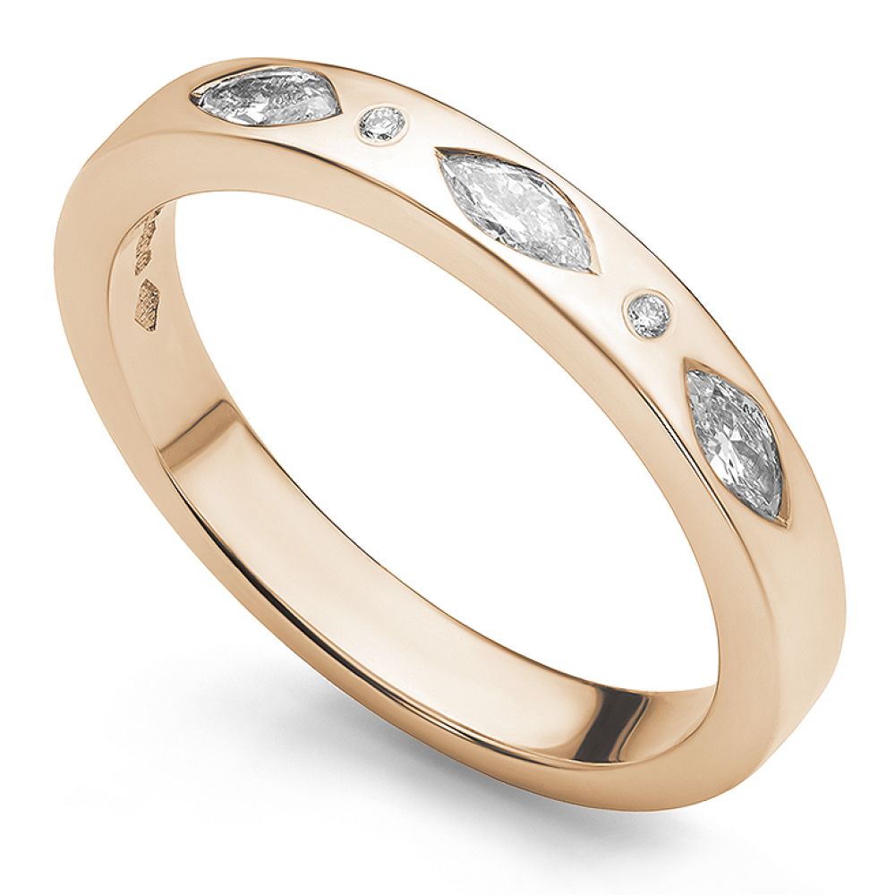 Marquise diamond wedding ring rose gold