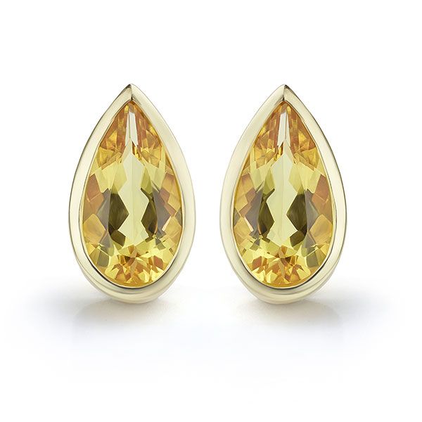 Yellow Beryl Pear Drop Earrings Main Image