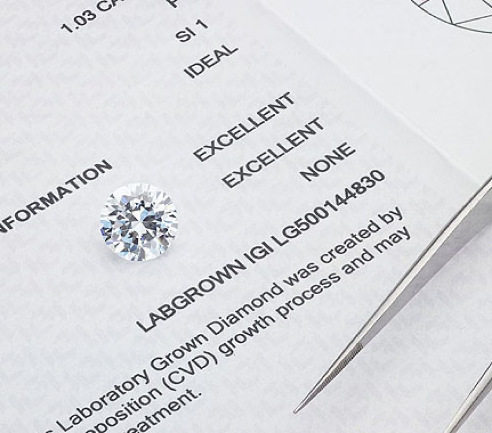 Example of a lab-grown diamond certificate