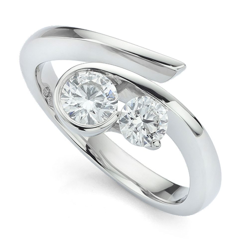 Unusual Two Stone Diamond Engagement Ring