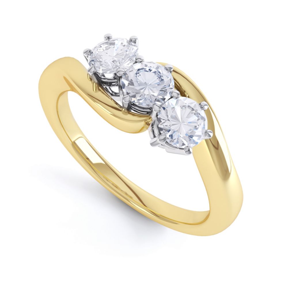 three stone claw setting diamond engagement ring