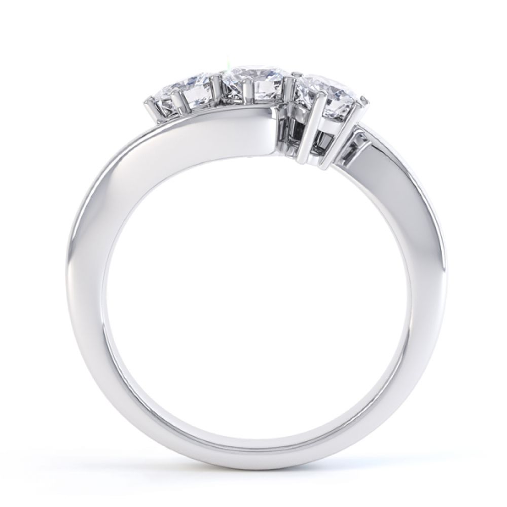 three stone claw setting diamond engagement ring