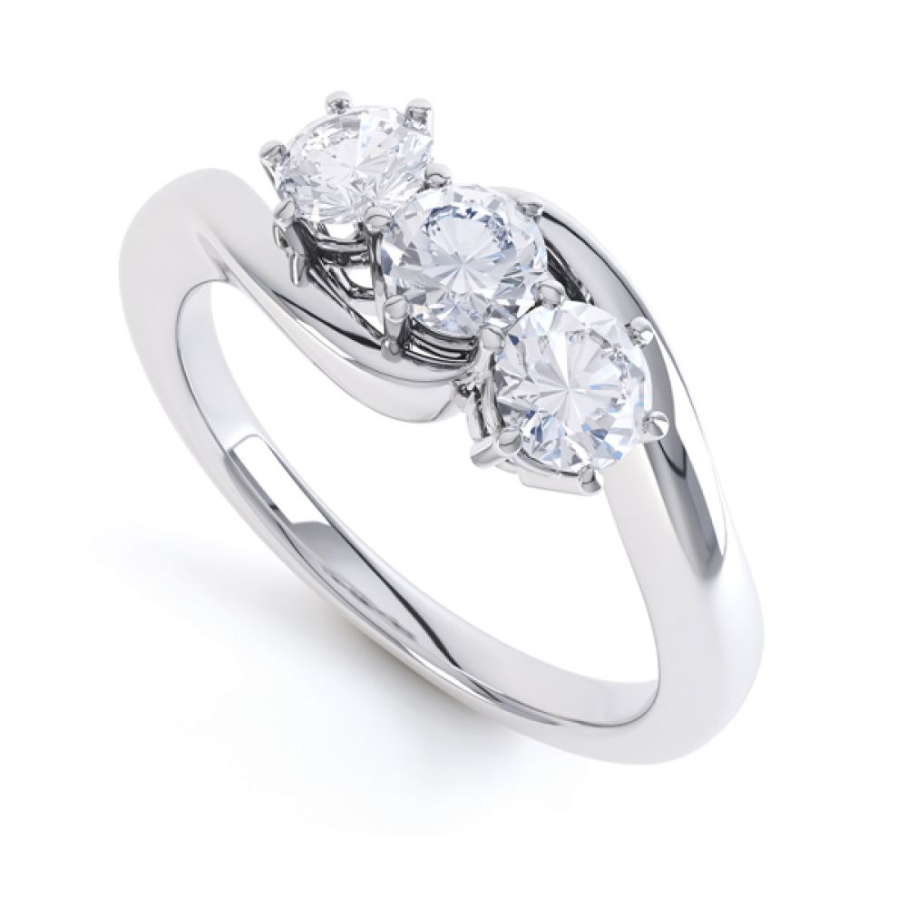 three stone claw setting diamond engagement ring