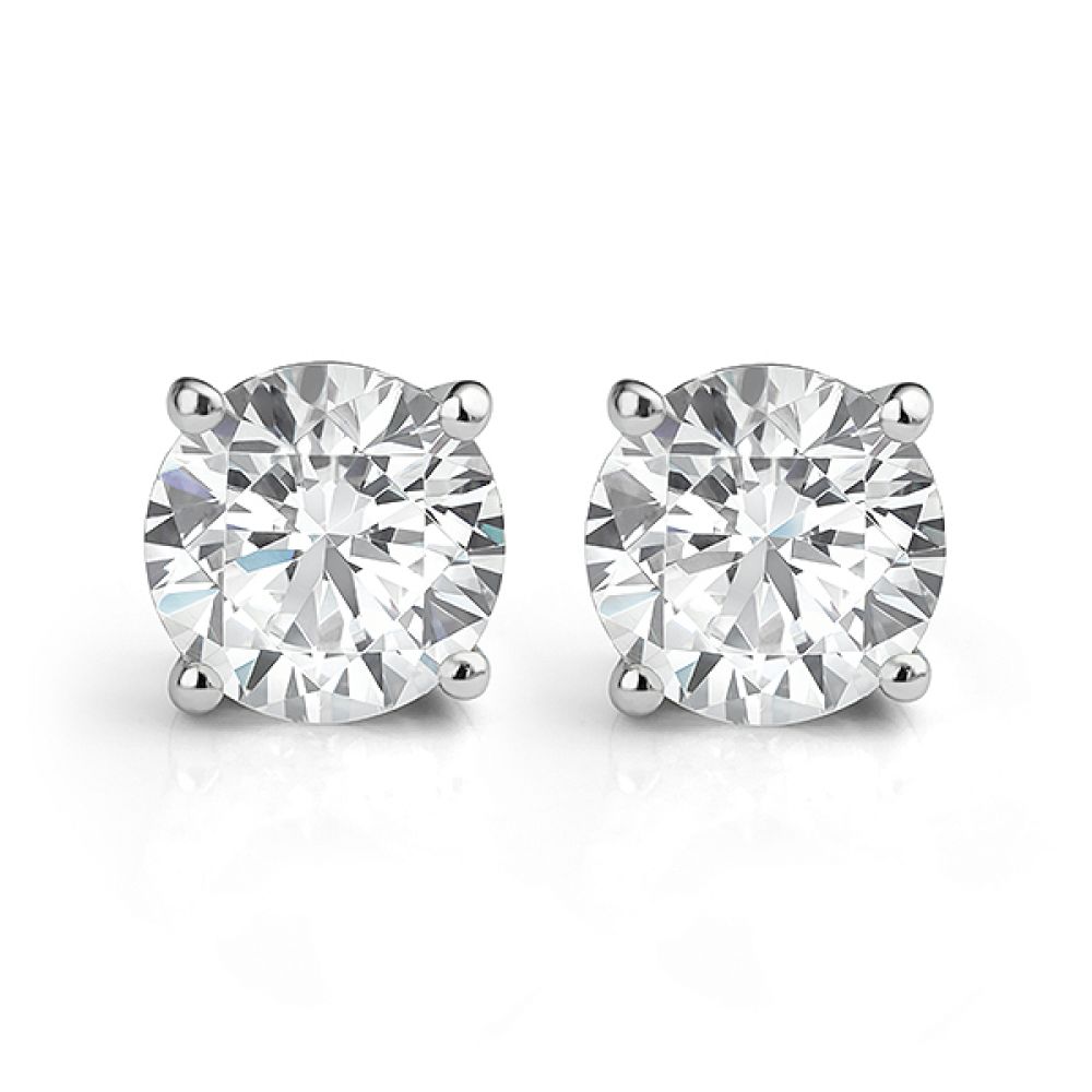 Lab-grown diamond earrings 4 claw stud design in sizes from 0.20 carats to 2.00 carats