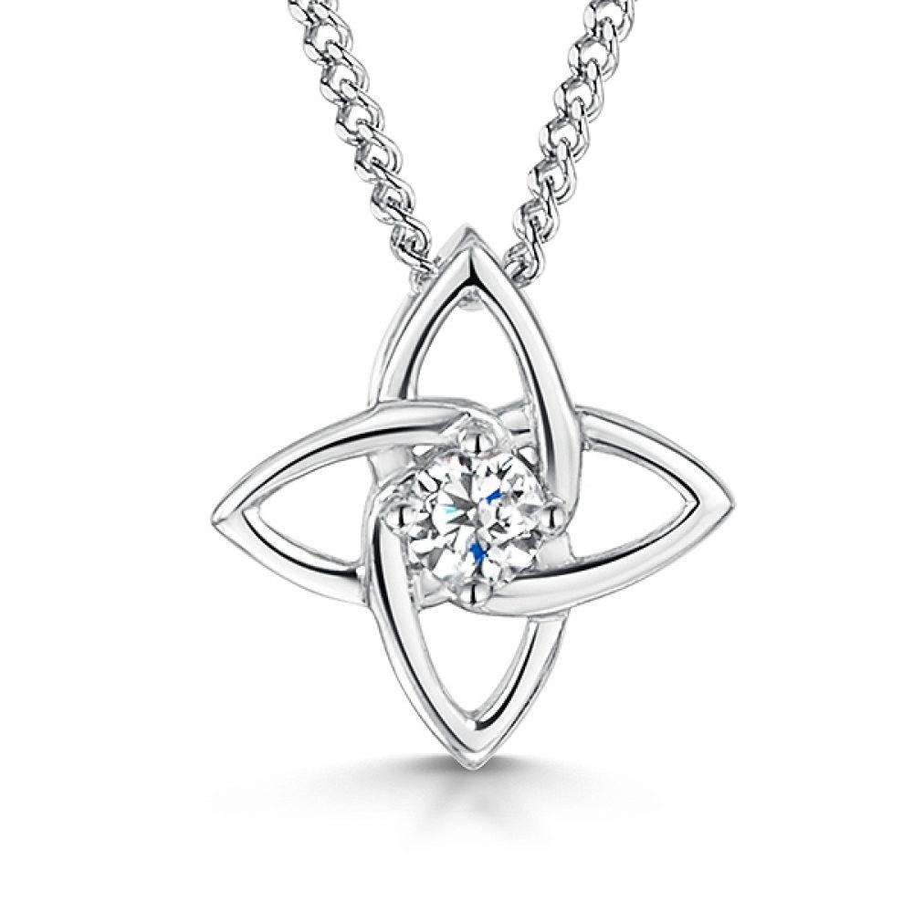 Celtic star necklace white gold