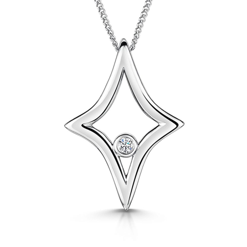 Diamond North Star Necklace White Gold