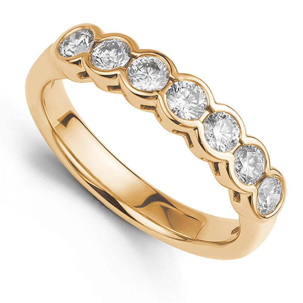 Bezel set half diamond eternity ring in rose gold