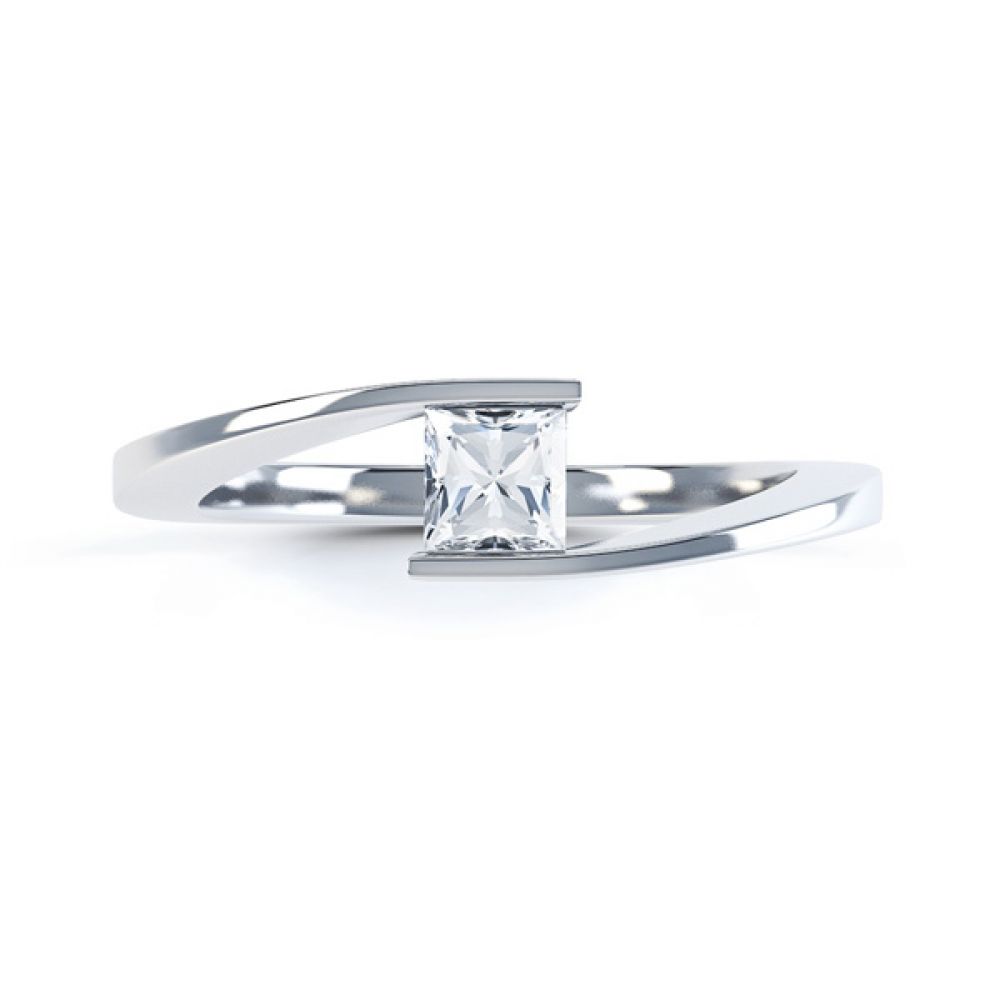 Crossover Princess Diamond Solitaire Ring Crossover Princess Diamond Solitaire Ring