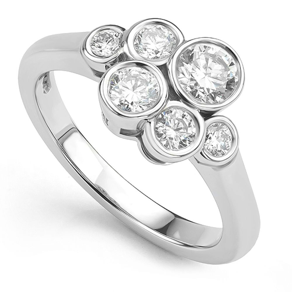 Diamond Pop Ring - Bubble Ring Perspective View White Gold