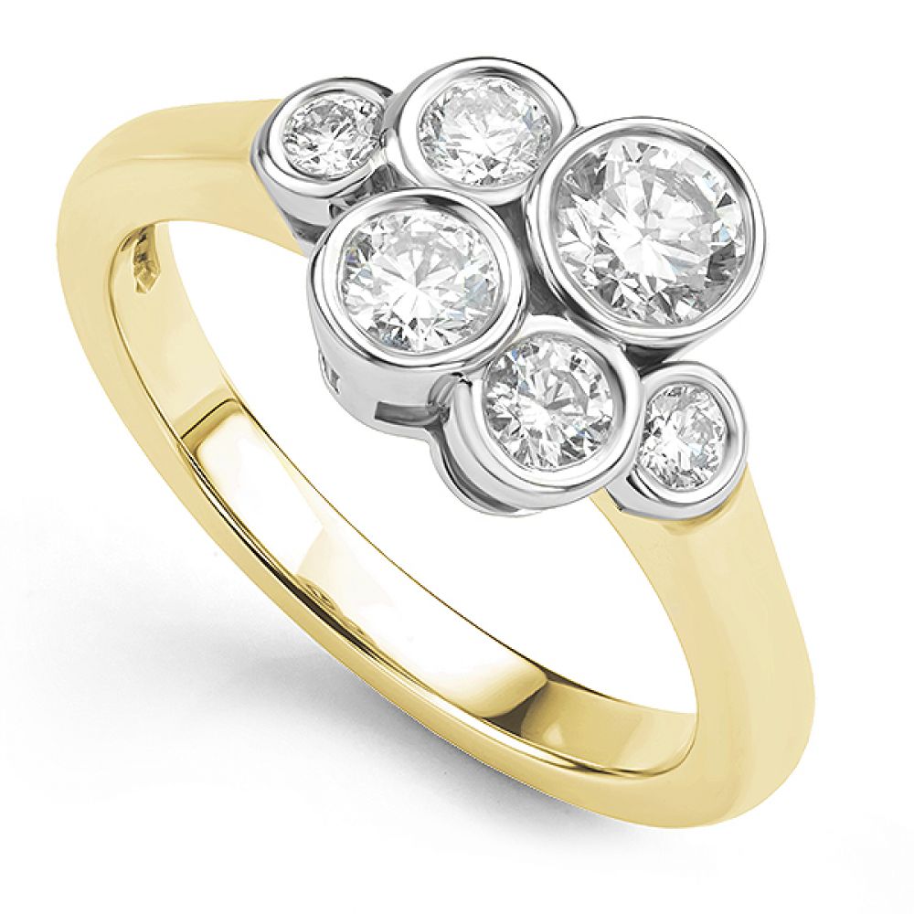 Diamond Pop Ring - Bubble Ring Perspective View Yellow Gold