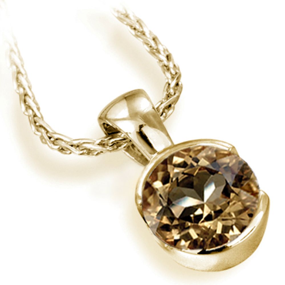 Fancy Brown Bezel Pendant with Spiga Chain