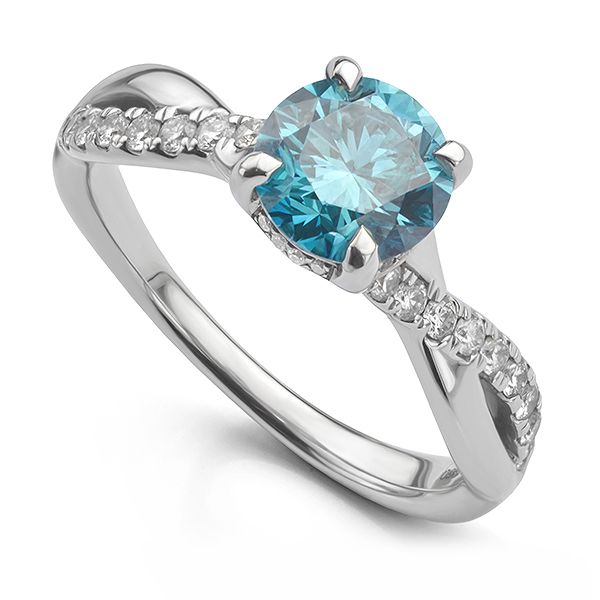 Teal Blue Diamond Engagement Ring Main Image