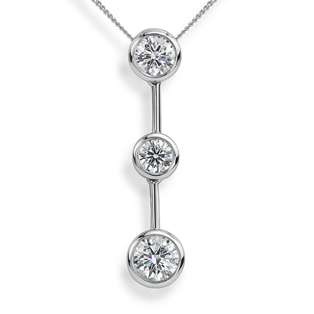 Bespoke trilogy diamond necklace front view Bespoke trilogy diamond necklace front view