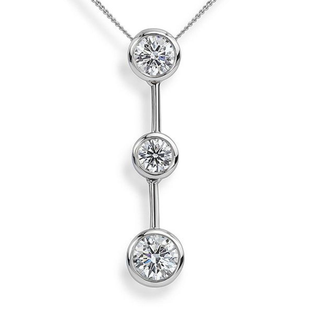 Trilogy Diamond Drop Necklace