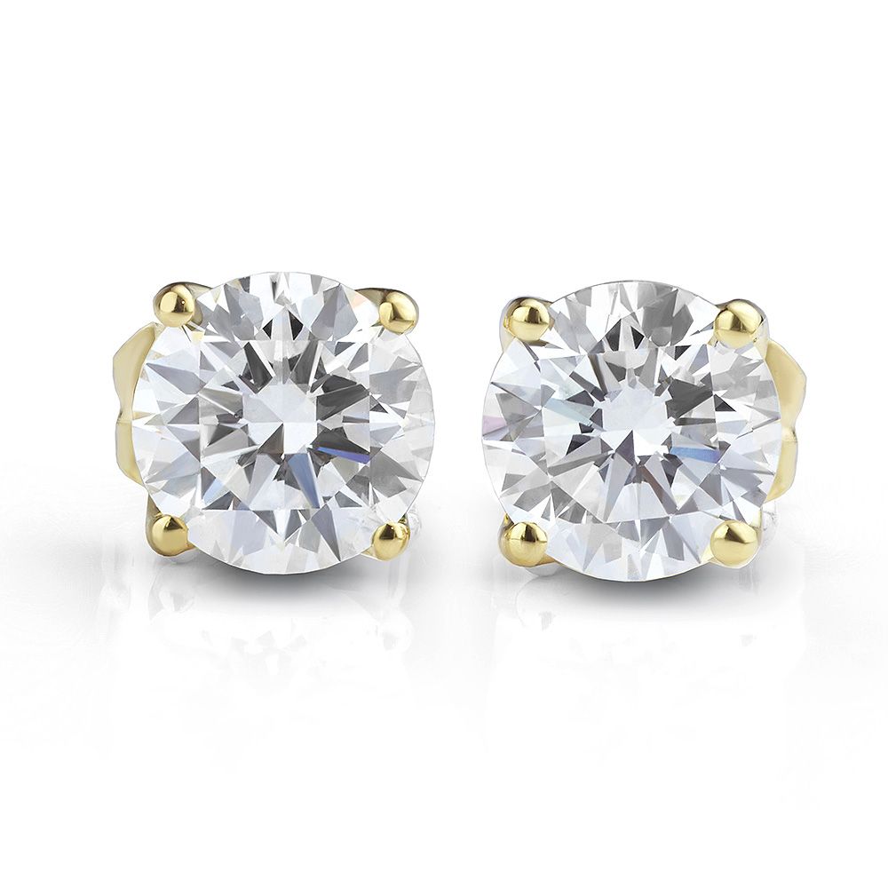 Four-Claw Diamond Stud Earrings - White Gold Four-Claw Diamond Stud Earrings - White Gold