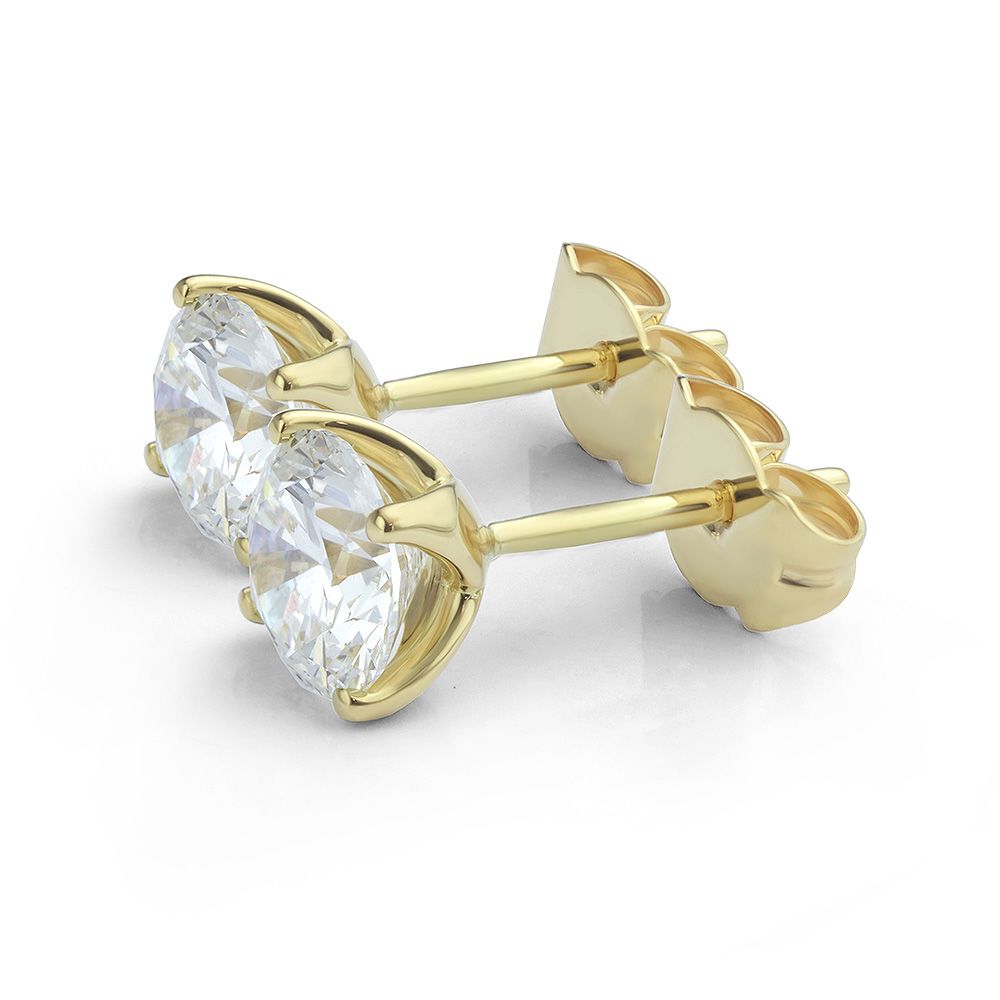 Four-Claw Diamond Stud Earrings - Yellow Gold Four-Claw Diamond Stud Earrings - Yellow Gold