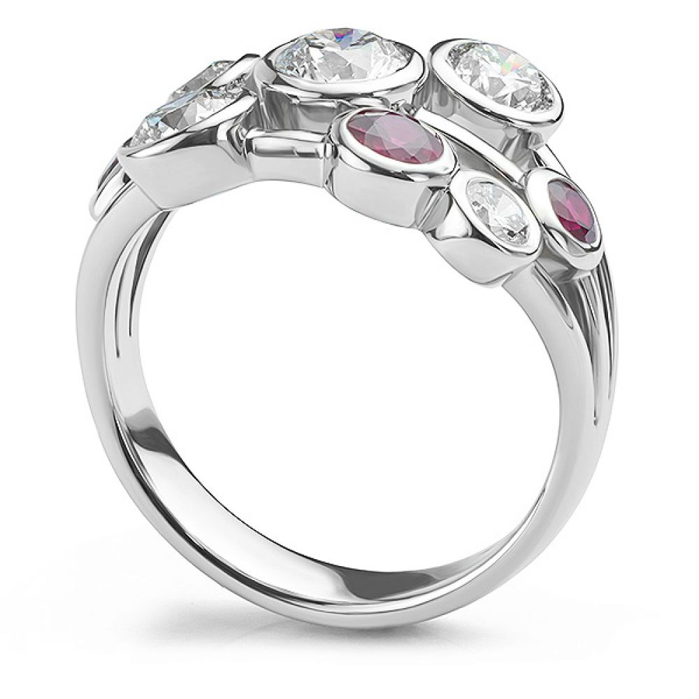 Ruby and Diamond Bubble Ring Side View