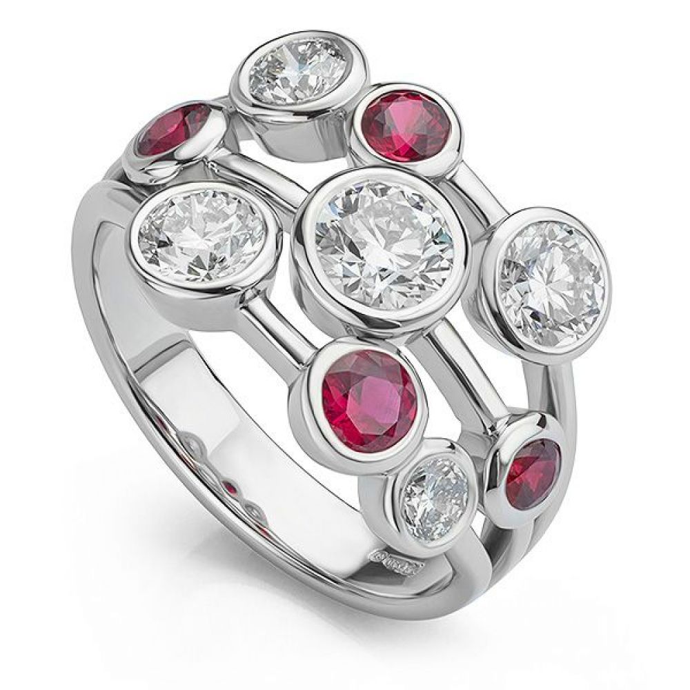 Ruby and Diamond Bubble Ring