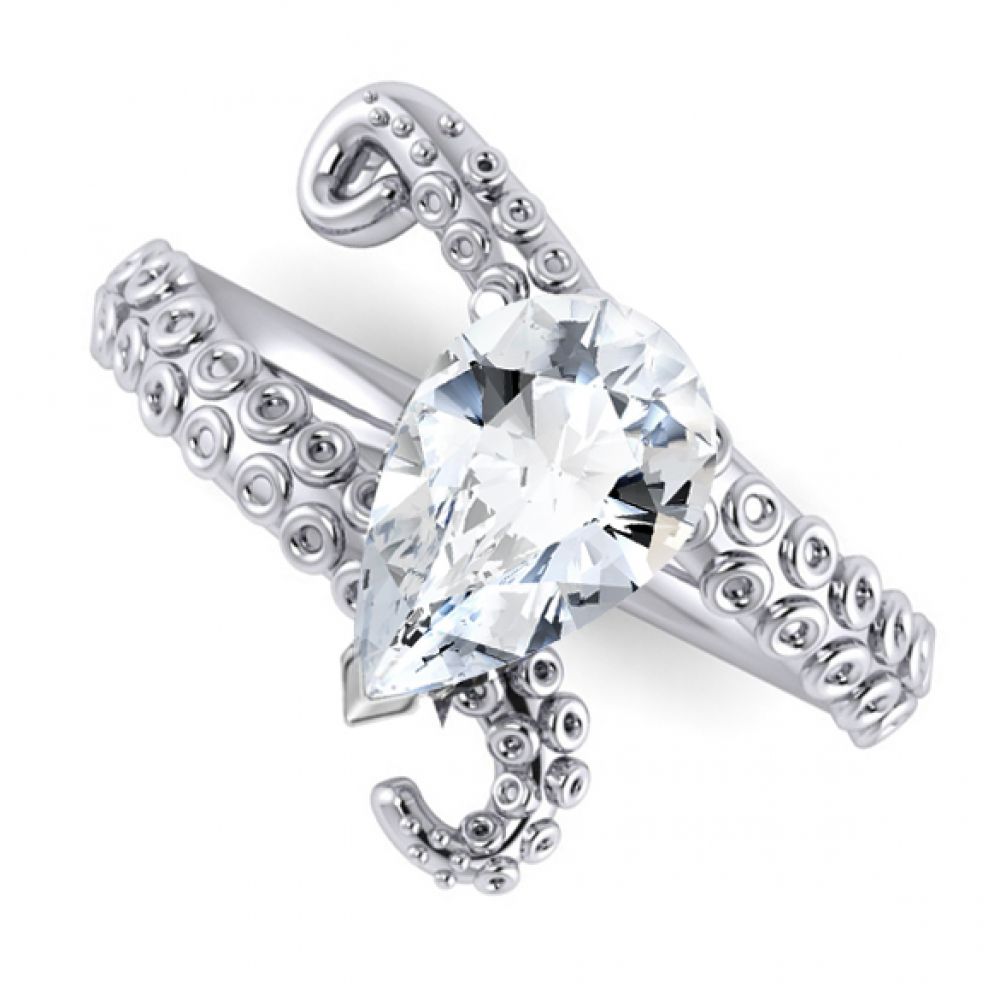 Pear shaped diamond Kraken ring