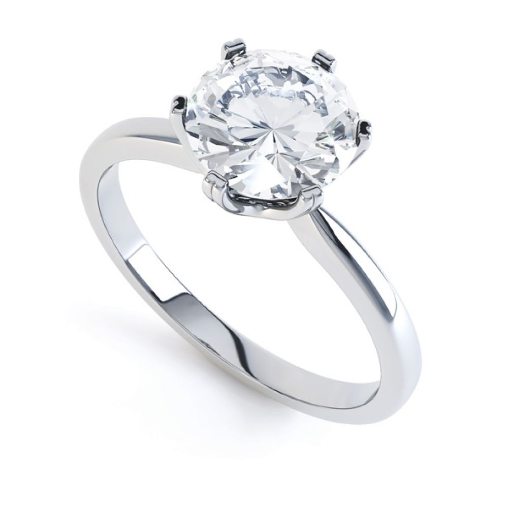6-claw Tiffany style solitaire - white gold 6-claw Tiffany style solitaire - white gold