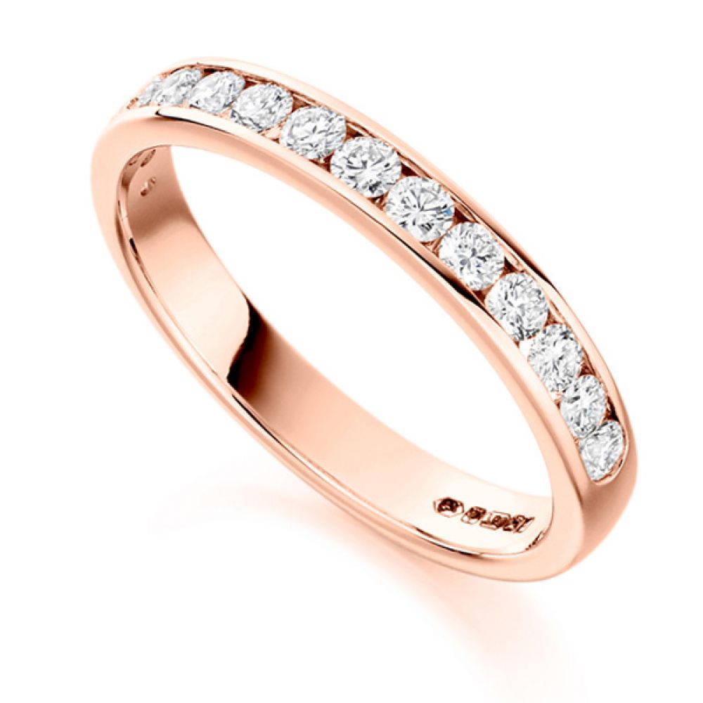 Half-set diamond eternity ring - Rose Gold