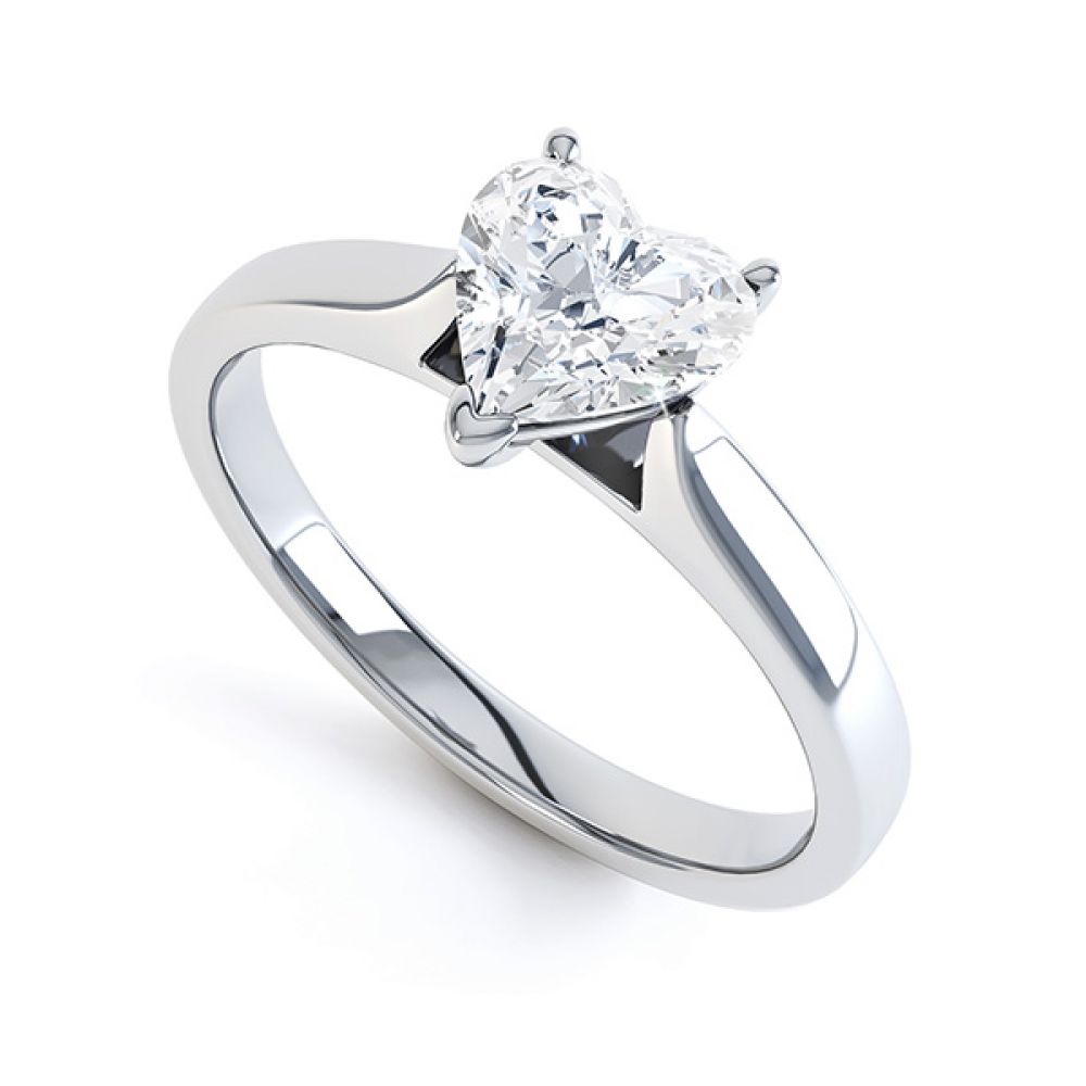 Heart Shaped Solitaire Engagement Ring, Platinum