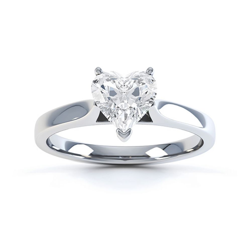 Heart Shaped Solitaire Engagement Ring, Platinum