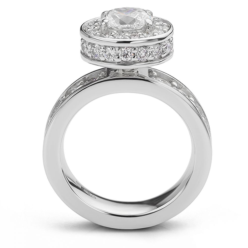 Hidden halo oval engagement ring side view Hidden halo oval engagement ring side view