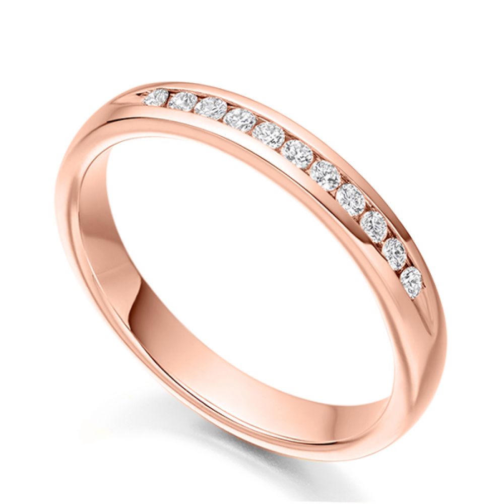 Rose Gold Channel Section Diamond Wedding Ring