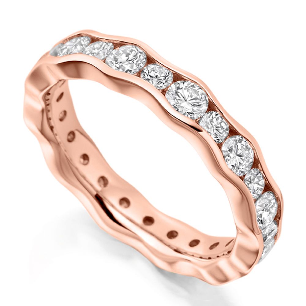 Scalloped Diamond Set Wedding Ring - Rose Gold