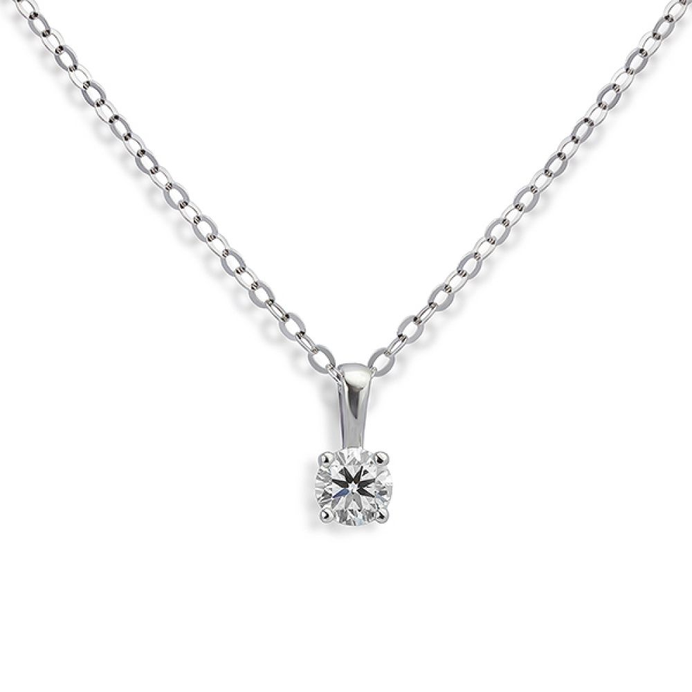 0.15 carat diamond solitaire necklace in 18ct white gold