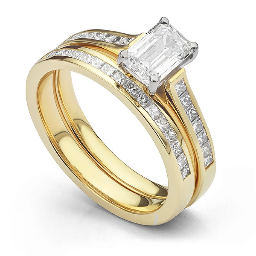 Bespoke Emerald and Princess cut diamond ring set Bespoke Emerald and Princess cut diamond ring set
