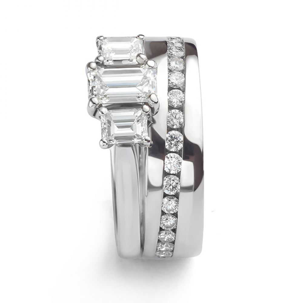 Curved channel diamond wedding ring with engagement ring Curved channel diamond wedding ring with engagement rin