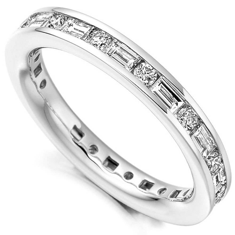 1.25cts Lengthways Set Baguette & Round Diamond Eternity Ring