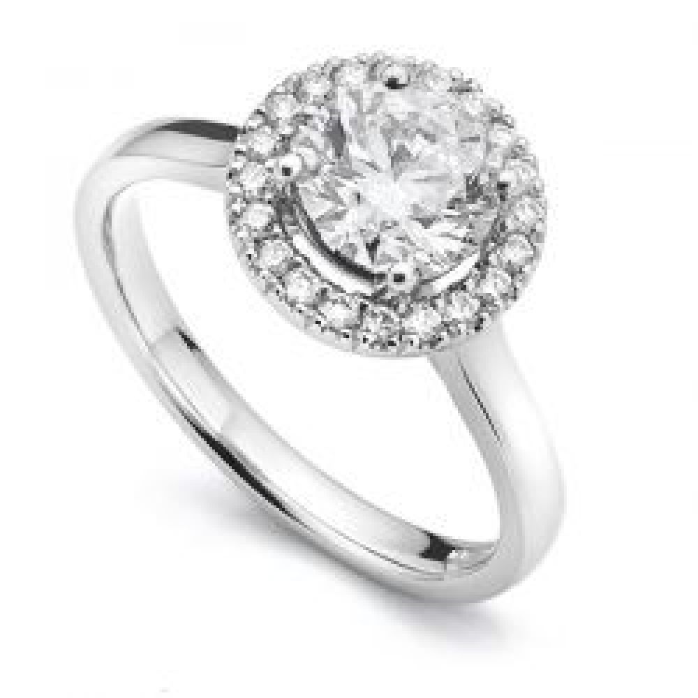 Round Halo Engagement Ring with Plain Shoulders