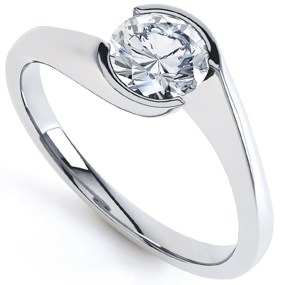 Embracing Part Bezel Diamond Engagement Ring