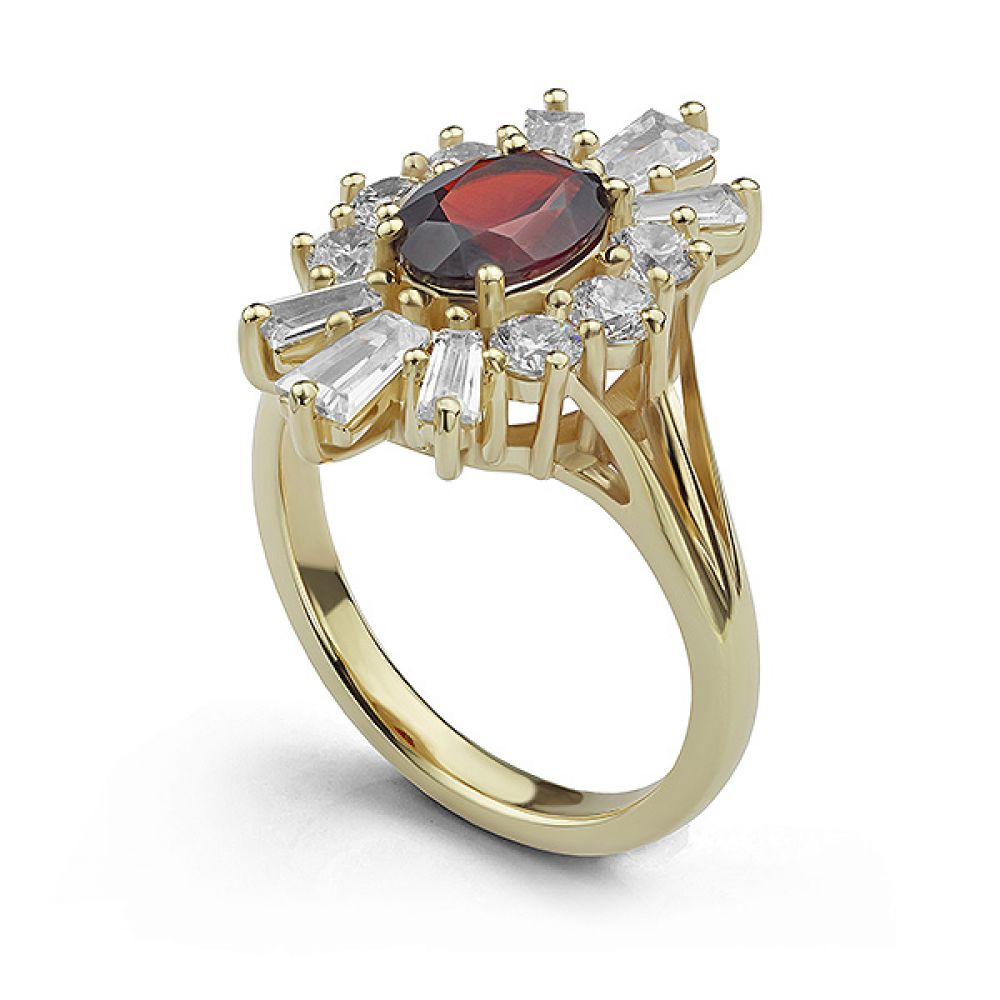 Garnet Starburst Ring Side View Garnet Starburst Ring Side Vie