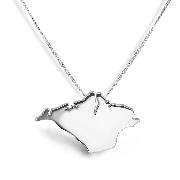 Silver Isle of Wight Coastline Necklace Main Image