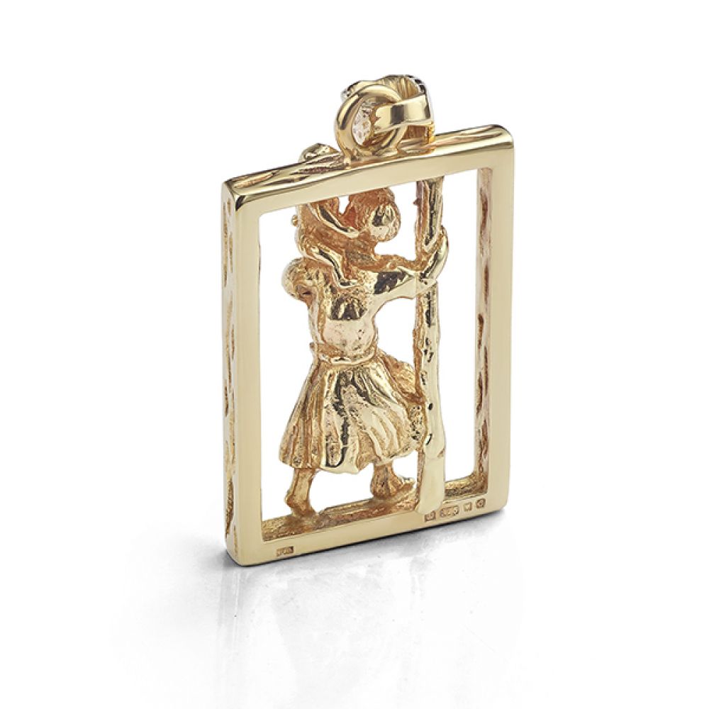 Gold Framed Open St. Christopher Necklace Back View