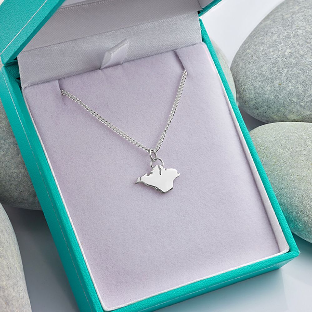 Miniature Isle of Wight Shaped Necklace in Box