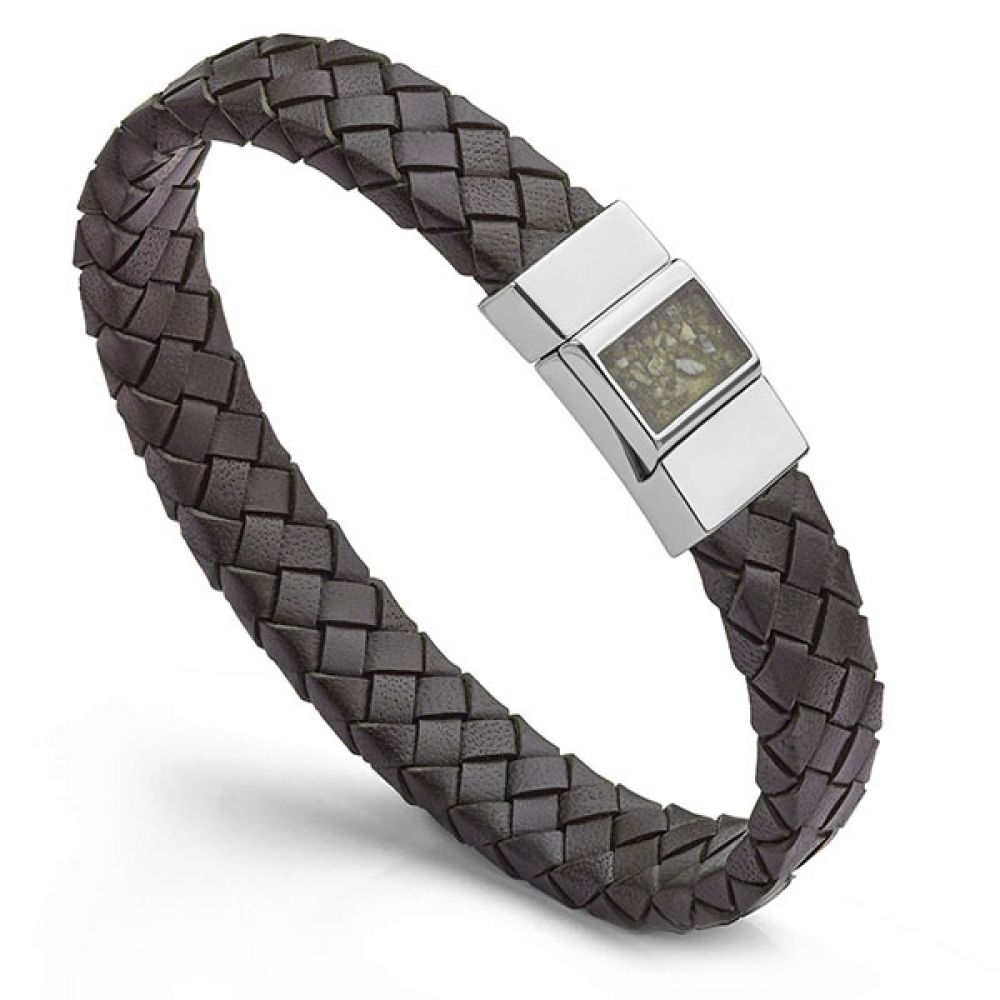 Mens leather ashes bracelet