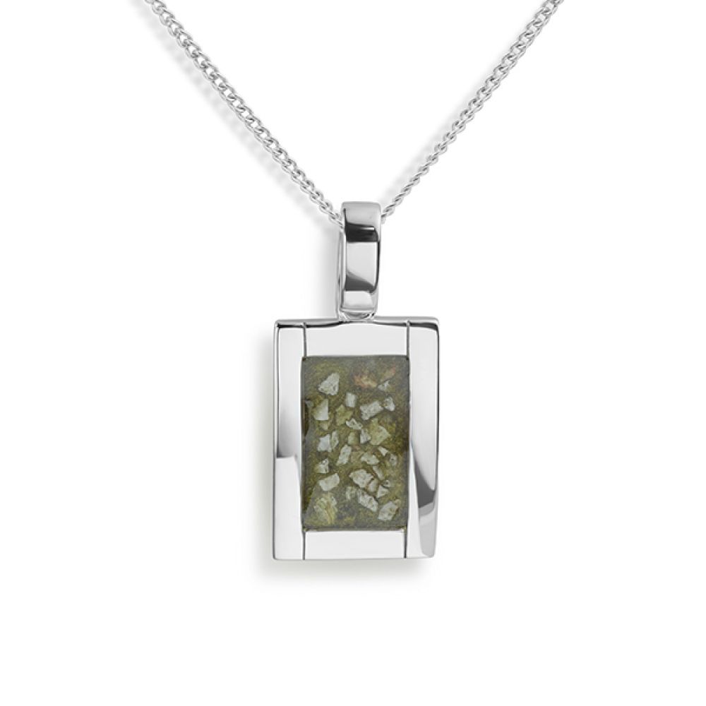 Large Rectangular Silver Ashes Necklace Large Rectangular Silver Ashes Necklace