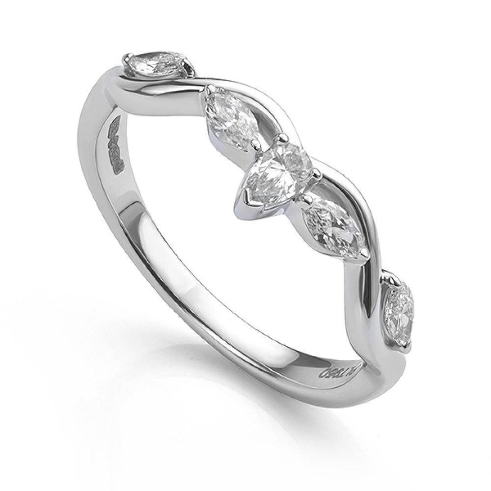 Tiara style shaped wedding ring with marquise cut diamonds Tiara style shaped wedding ring with marquise cut diamonds