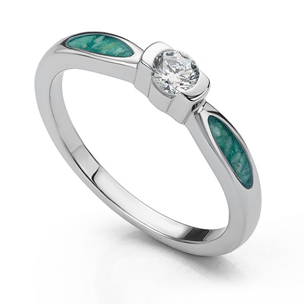 Memorial Solitaire Ring with Shoulder Ashes  Main Image