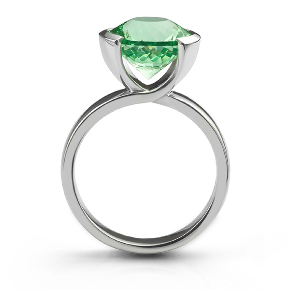 Mint green sapphire platinum ring side view Mint green sapphire platinum ring side view