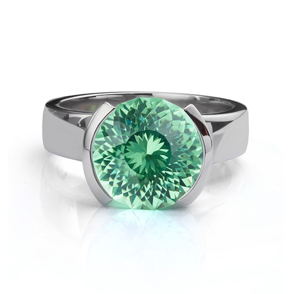 Front View of the Mint Green Platinum Sapphire 6 carat Ring Front View of the Mint Green Platinum Sapphire 6 carat Ring