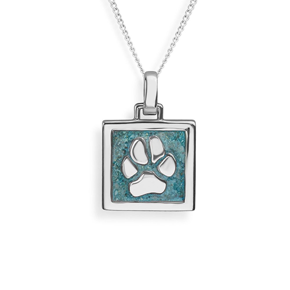 Square paw print ashes pendant