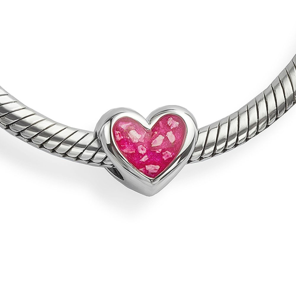 Cremation ashes double heart charm in Silver
