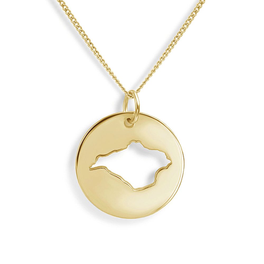 Gold Isle of Wight Shaped Cutout Necklace